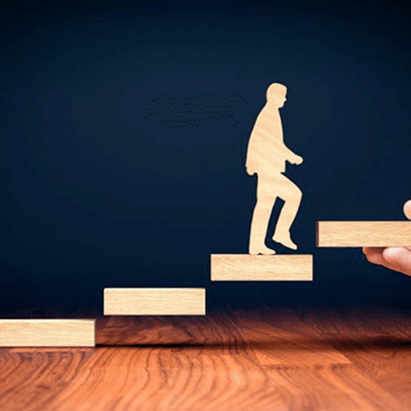 Illustration zum beruflichen Fortschritt im Rahmen des Jobcenter-Gründungsgutscheins